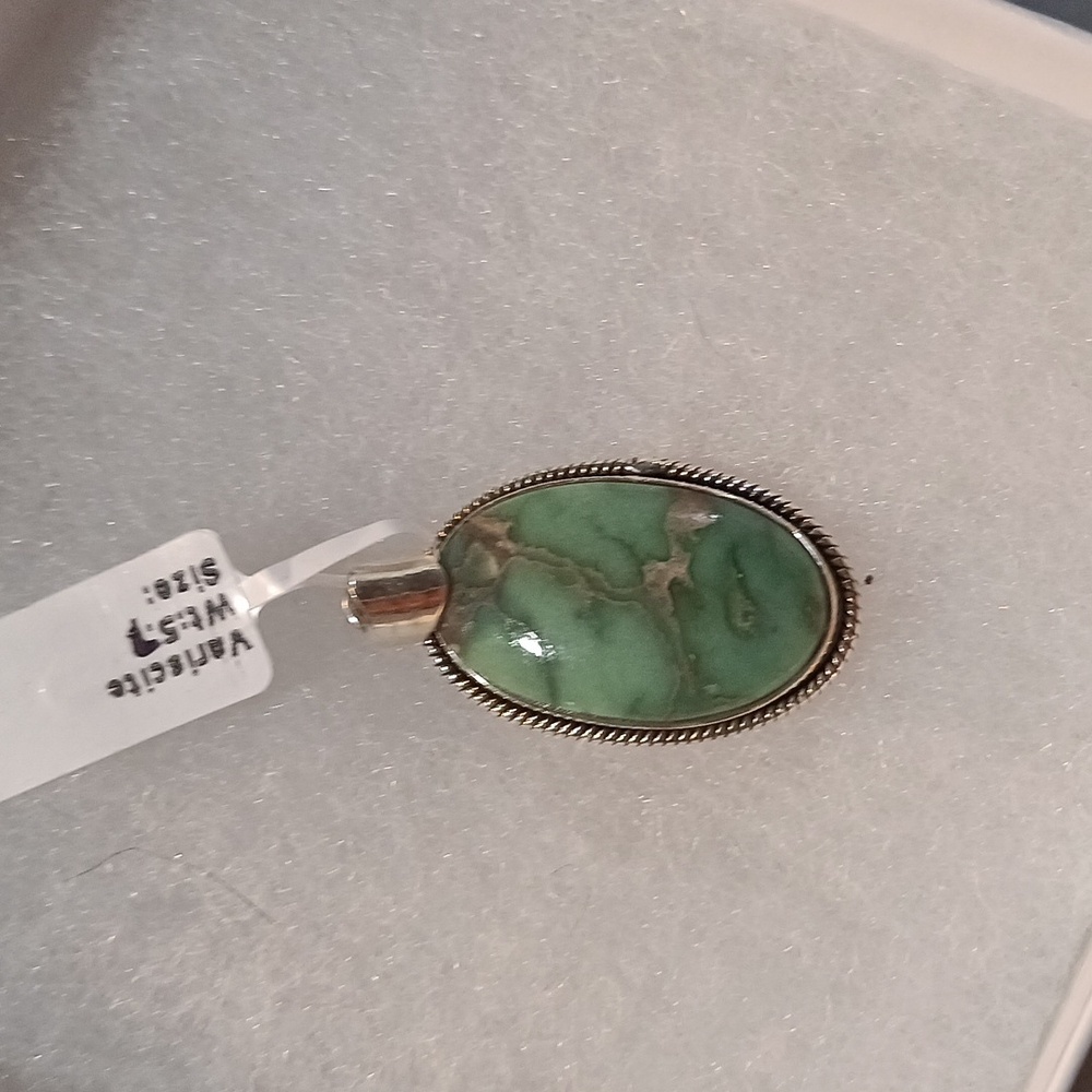 Native American VARISCITE & Sterling Silver Pendant-New